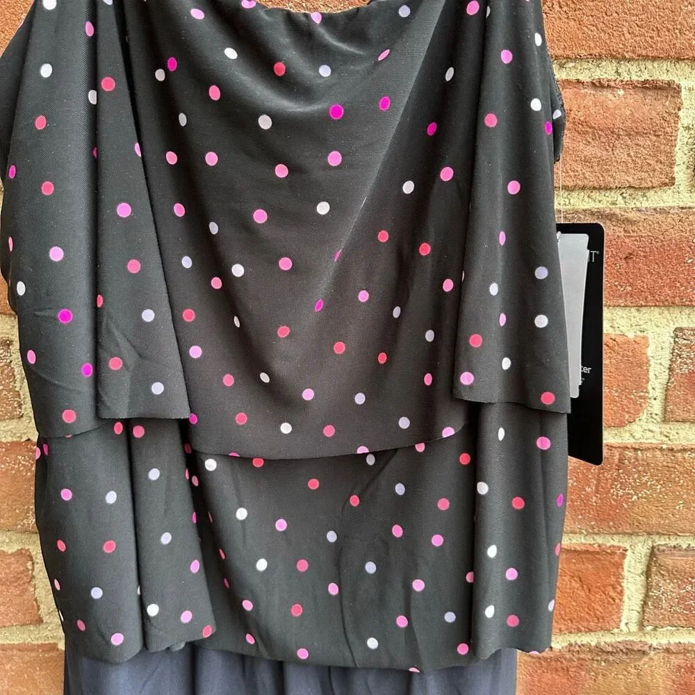 Miraclesuit $188 Roxy Romper Spot On Black Pink Slimming 18W NWT